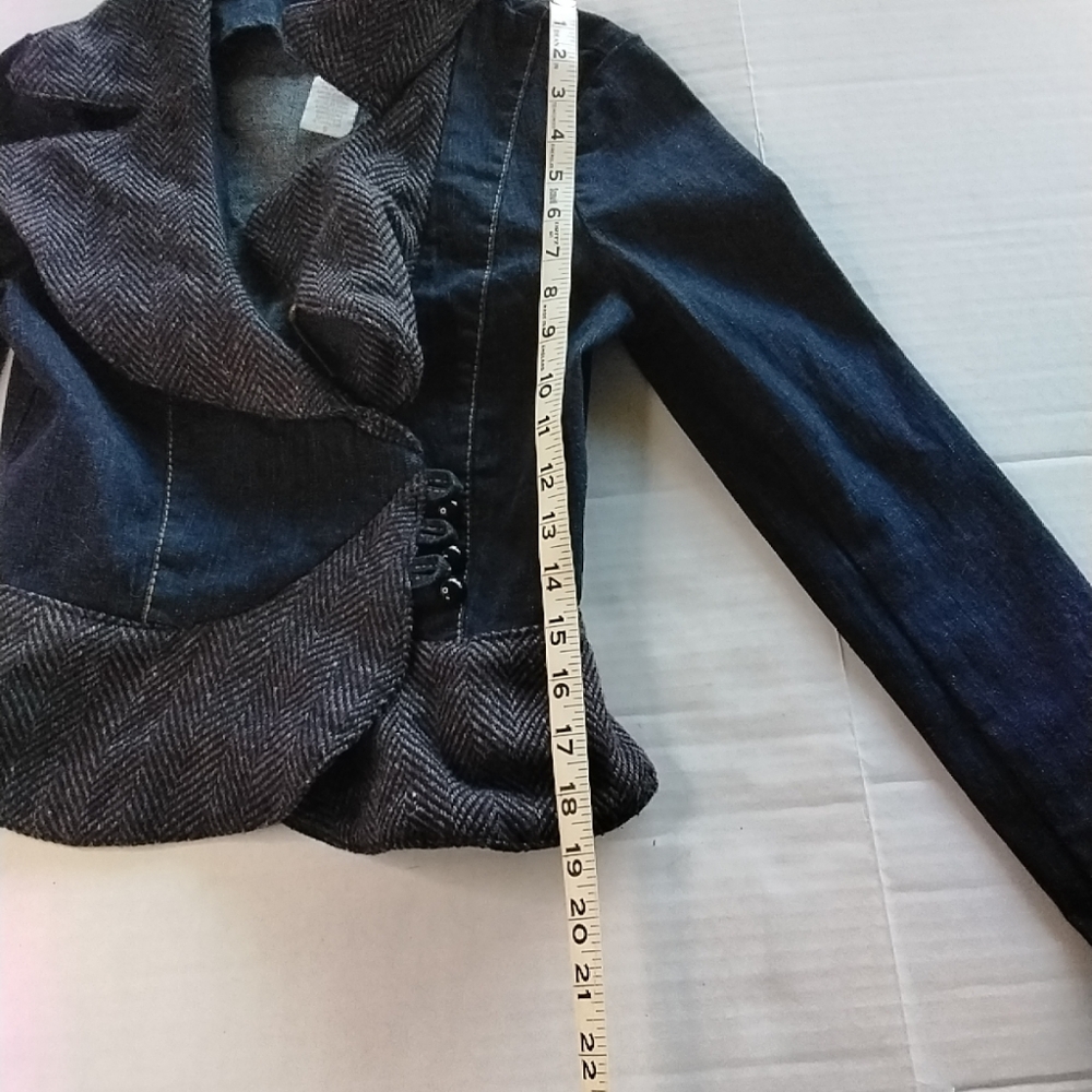 Baby Phat Y2K Vintage Denim Tweed Peplum Blazer Cropped Jacket Size Small. - Picture 8 of 13